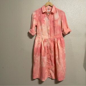 Malvin Hamburg Germany‎ Linen Pink dye button shirt dress S